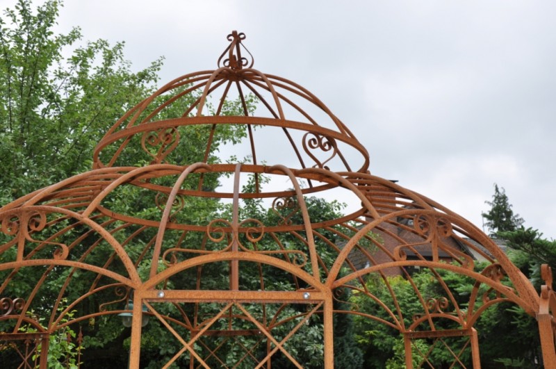 STABILER Pavillon Ø 400cm Rosenspalier Pergola Rost Gartenpavillon