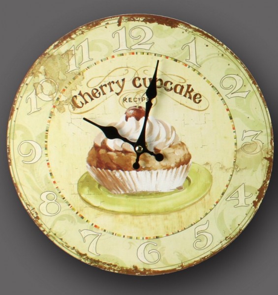Wanduhr, Ø 28cm, Uhr, Kuchen Cafe, Küchenuhr, Metalluhr, Cherrycake | eBay