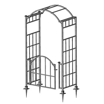 Rosenbogen Metall Classic mit Tor / Tür , Rost